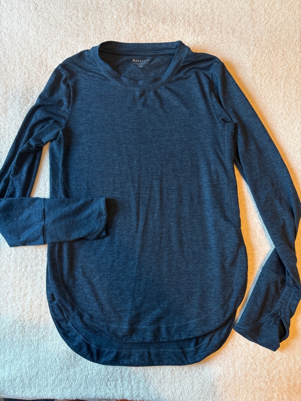 Athleta Uptempo Long Sleeve Crew Top, Deep Teal. Sz XXS